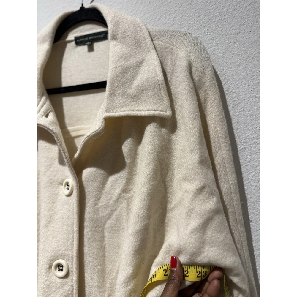 Harvé Benard Women's Cream Wool Belted Casual Jacket Size‎ XL Preppy Business